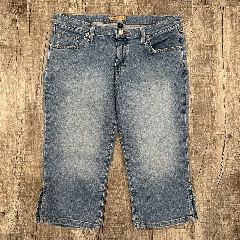 Tommy Hilfiger Blue Denim Bermuda Shorts Size 11 Low‎ Rise Jeans Vintage Y2K